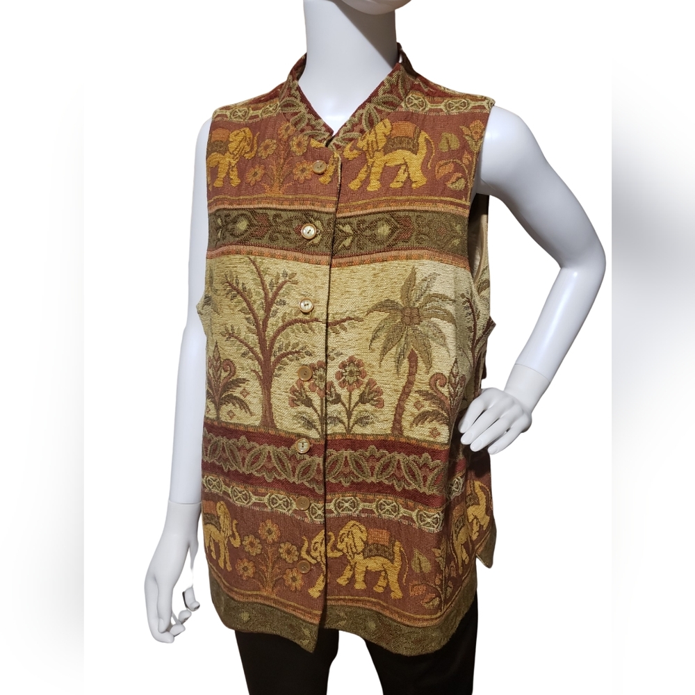 Orvis Tapestry Vest Lined Womens Size Large
